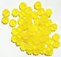 50 9mm Transparent Matte Yellow Daisy Beads